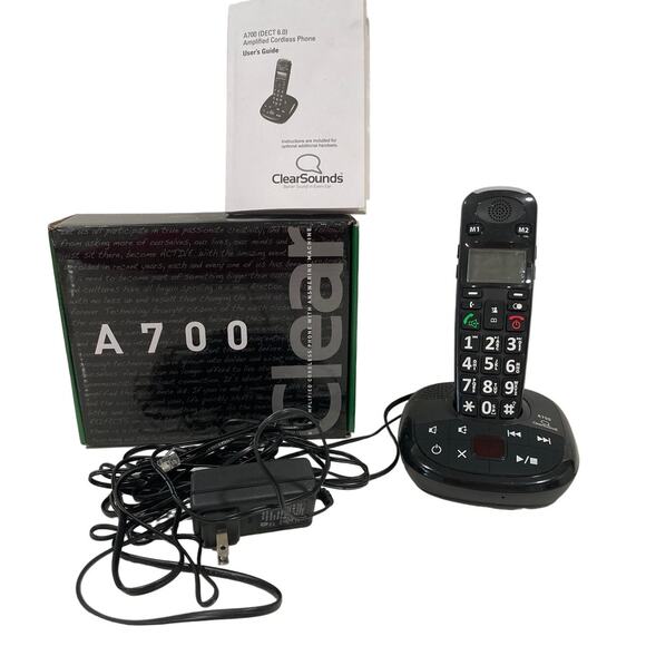 ClearSounds A700E Expansion Handset Amplified Black Phone Answering Machine Mint - Picture 1 of 10